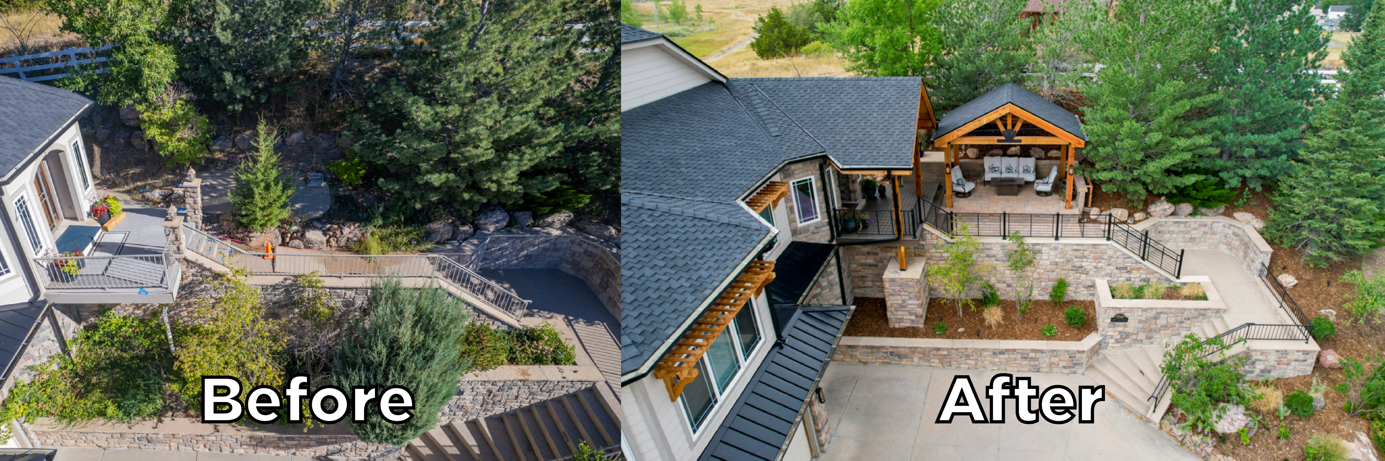 Before and after photos of this grand entrance transformation